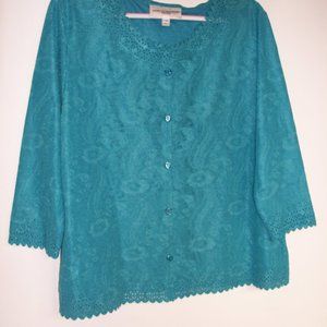 LIGHT WEIGHT PULL OVER TEAL TOP